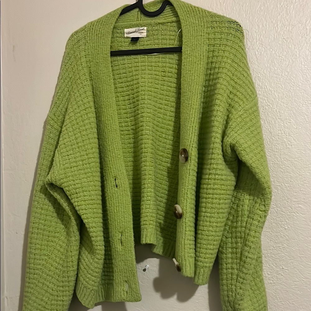 Green Knit Cardigan Sweater